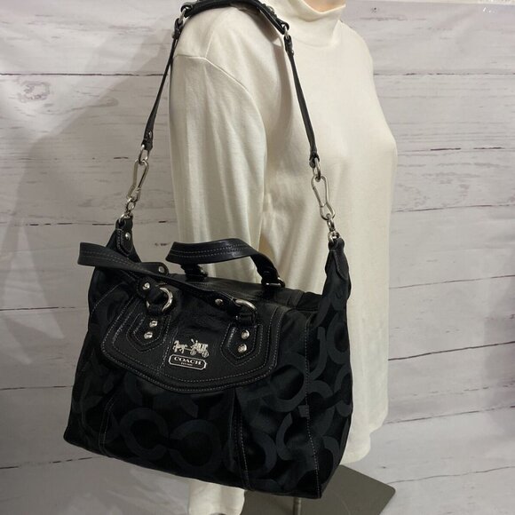 Coach Madison Op Art Sateen Audrey Shoulder Bag Purse - Picture 2 of 11